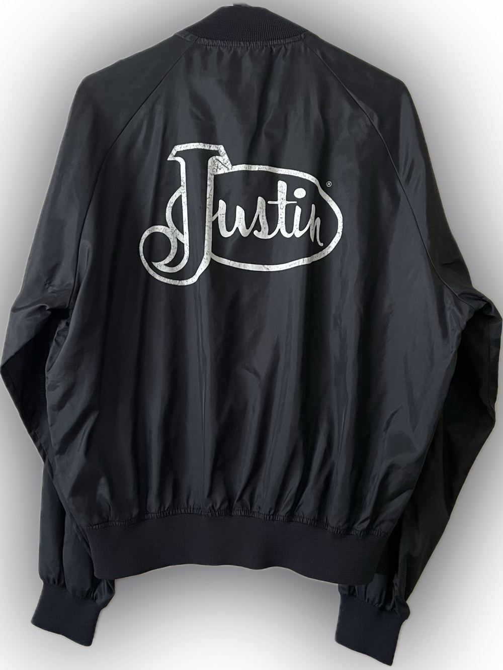VTG 90s Chalk Line Justin Satin Coaches Jacket Large Black USA Made Rare Rodeo